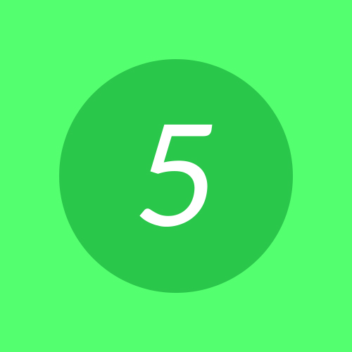 绿色的方框，以白色显示数字5
